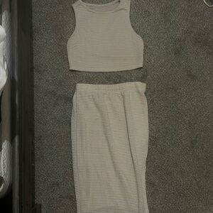 Elegant Cream Two Piece Top & Skirt